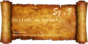 Szilvásy Vendel névjegykártya